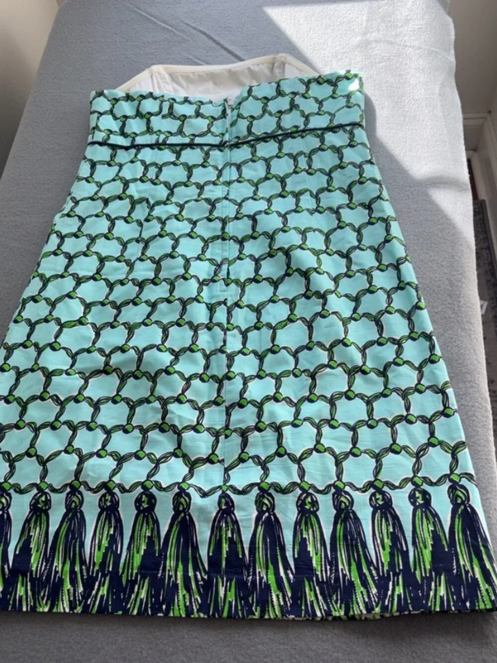 Lilly Pulitzer Bowen Cameo White Macrame Me Tassel Print Strapless Dress 6 - Picture 12 of 16